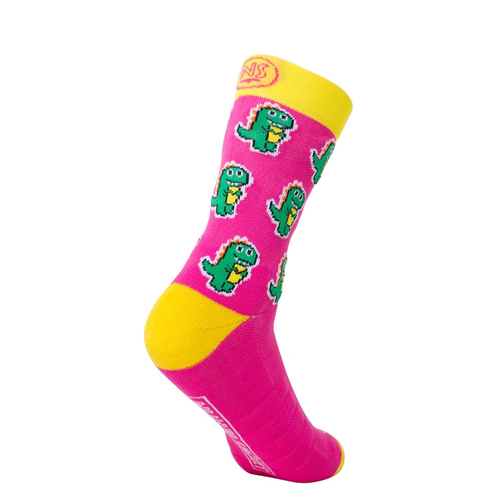 dinos_rosa Calcetines running divertidos Dino Rosa