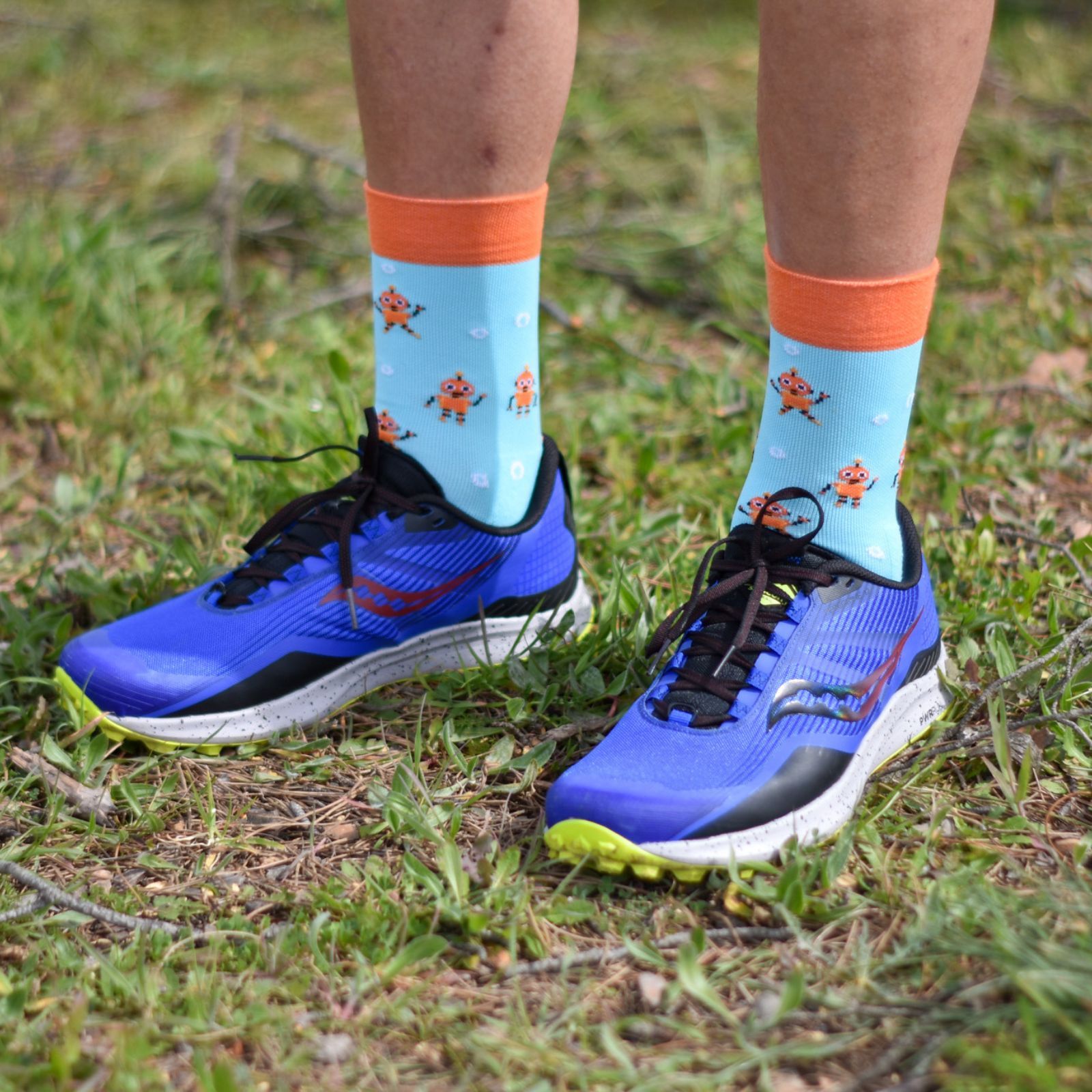 Robots_Azul calcetines para correr